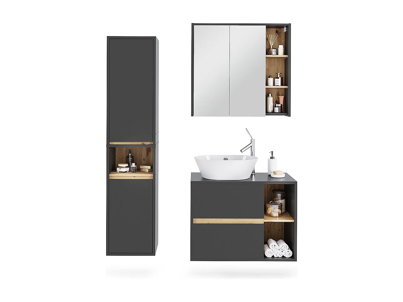 Set di mobili da bagno grigio/artisan 80x46x60 viola