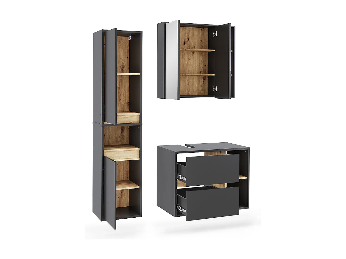 Set di mobili da bagno grigio/artisan 80x46x60 viola