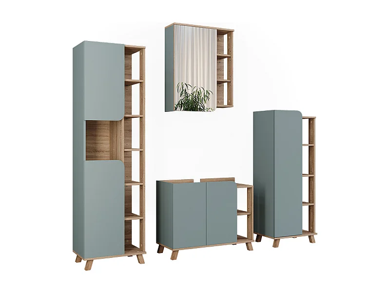 Badkamermeubelset sonoma/blauw 80x35x65 karen