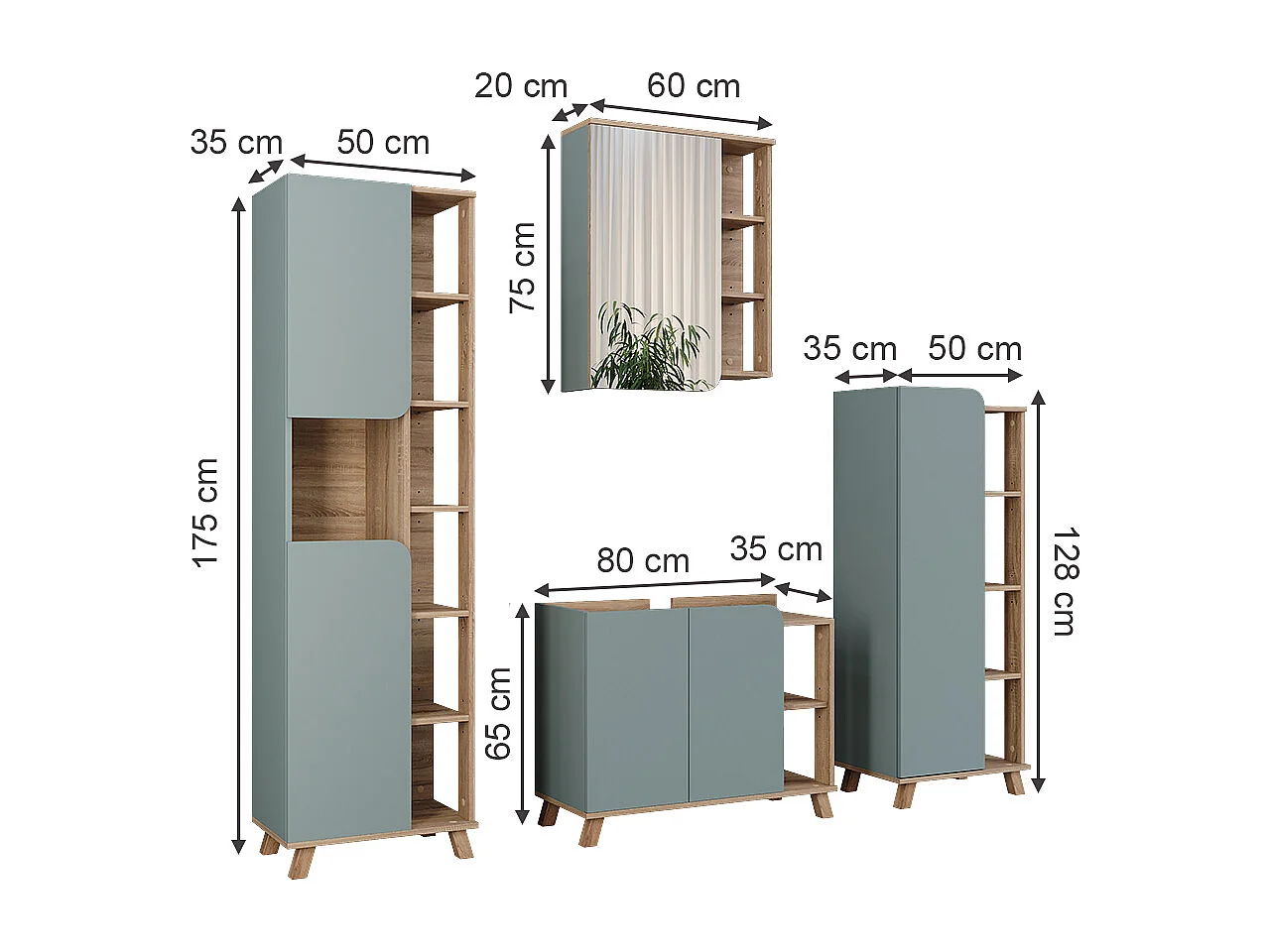 Meubles bain sonoma/bleu 80x35x65 karen