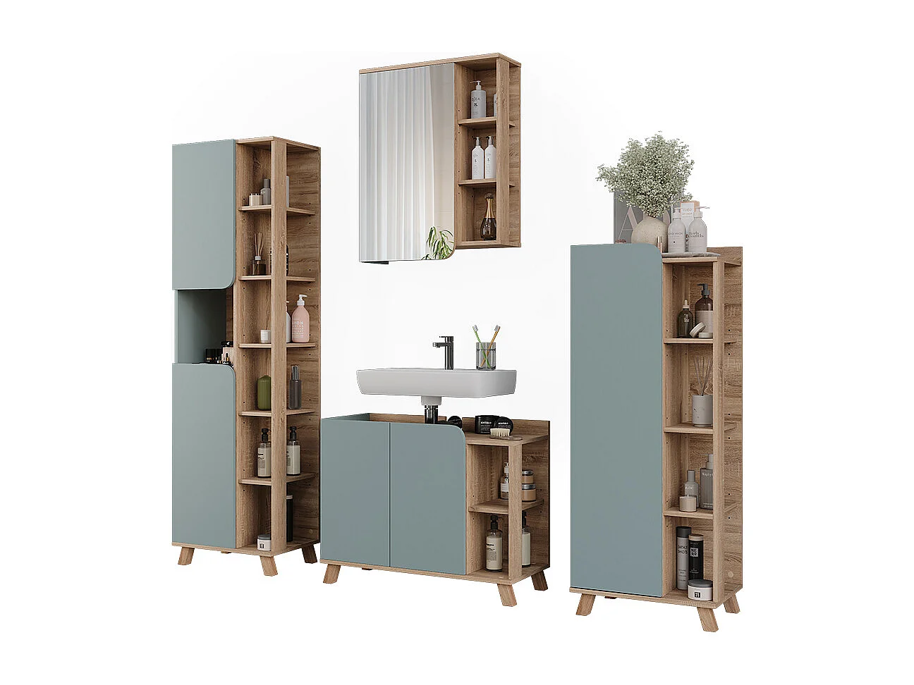 Meubles bain sonoma/bleu 80x35x65 karen