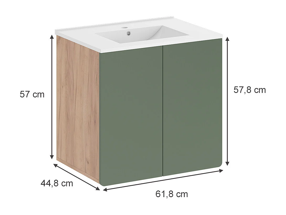 Set di mobili da bagno goldkraft rovere/verde 61.8x44.8x57.8 izan