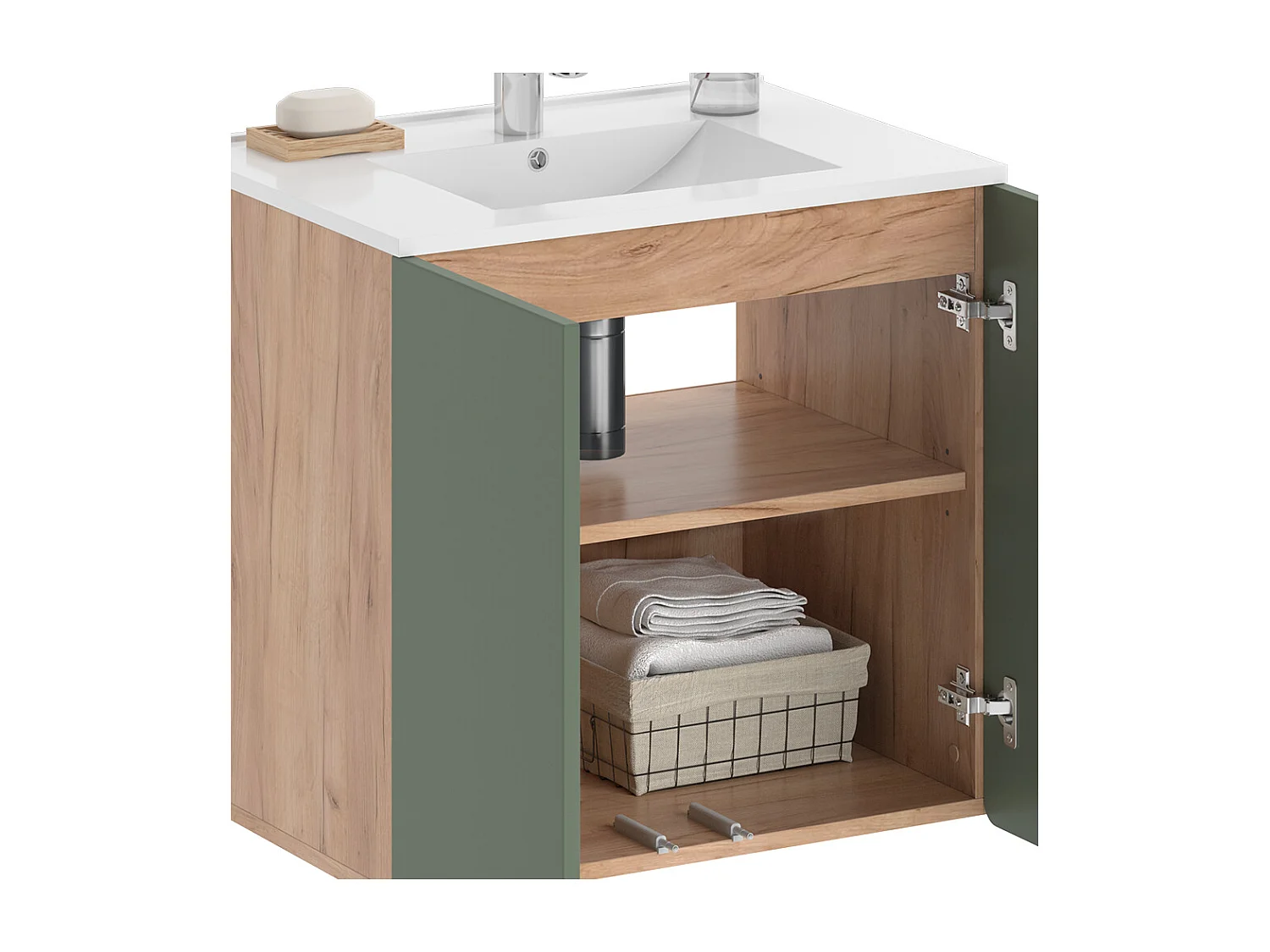 Set di mobili da bagno goldkraft rovere/verde 61.8x44.8x57.8 izan