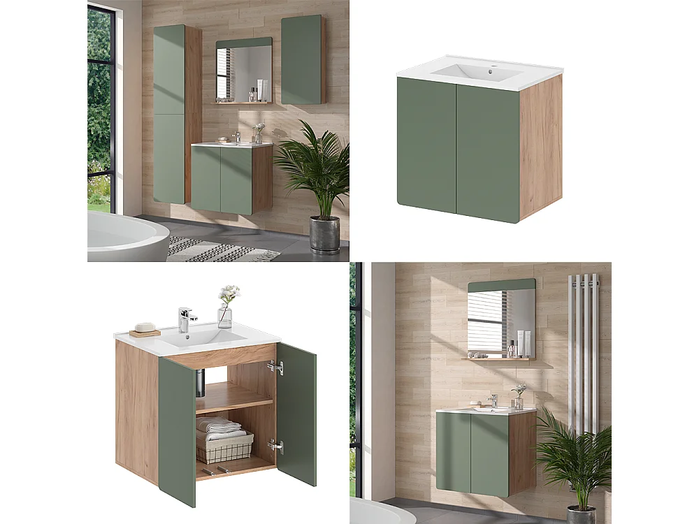 Set di mobili da bagno goldkraft rovere/verde 61.8x44.8x57.8 izan