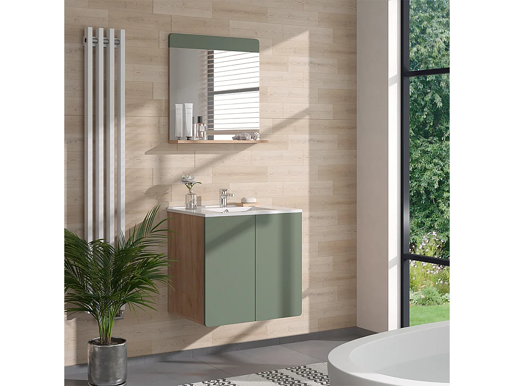 Meubles bain force dor chêne/vert 61.8x44.8x57.8 izan