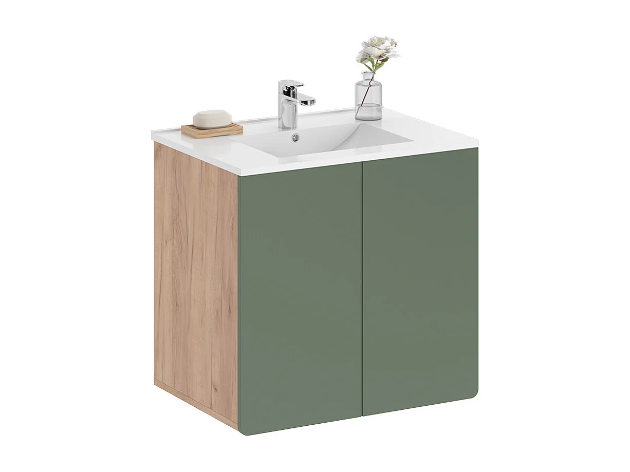 Meubles bain force dor chêne/vert 61.8x44.8x57.8 izan