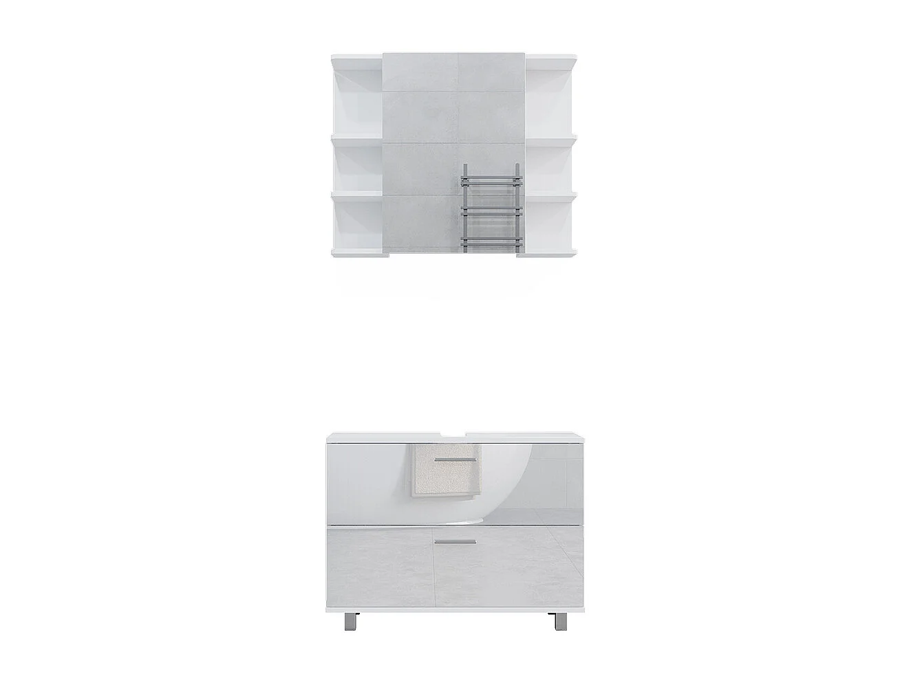 Set di mobili da bagno bianco lucido 80.2x33x60.8 ilias