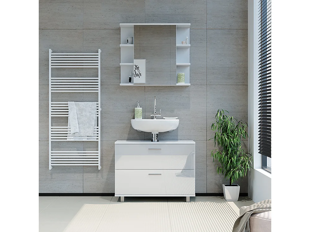 Set di mobili da bagno bianco lucido 80.2x33x60.8 ilias
