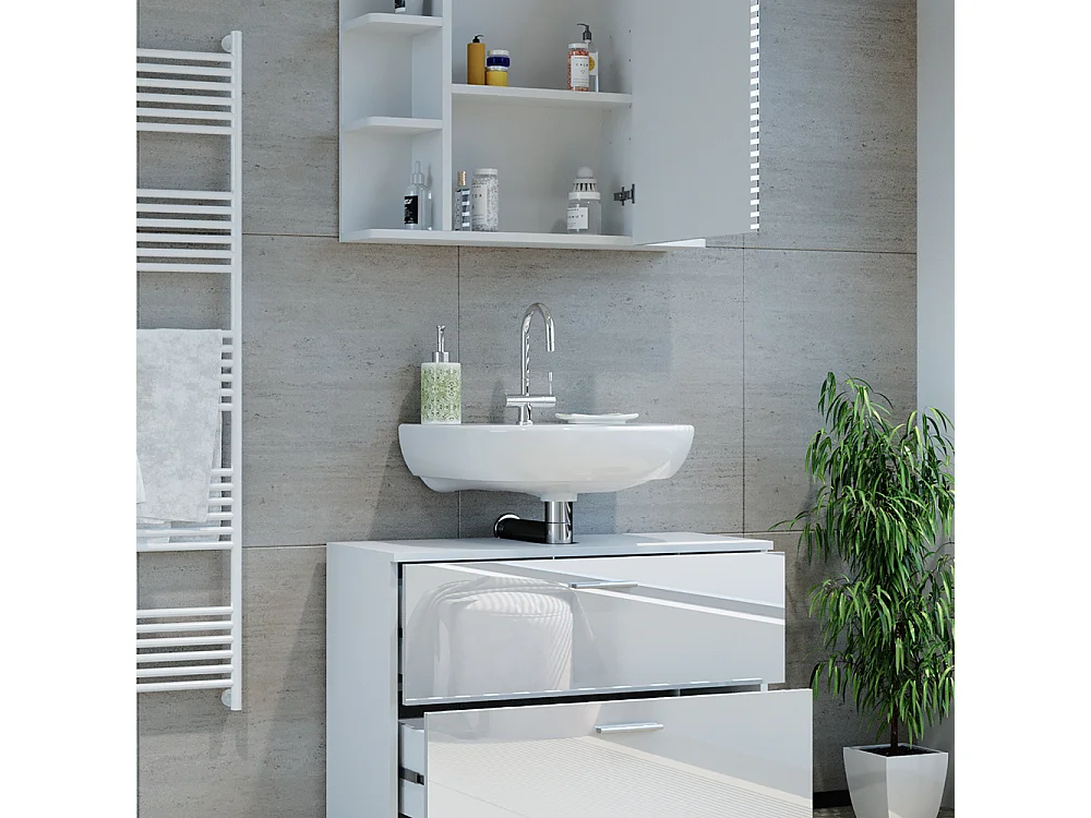 Set di mobili da bagno bianco lucido 80.2x33x60.8 ilias