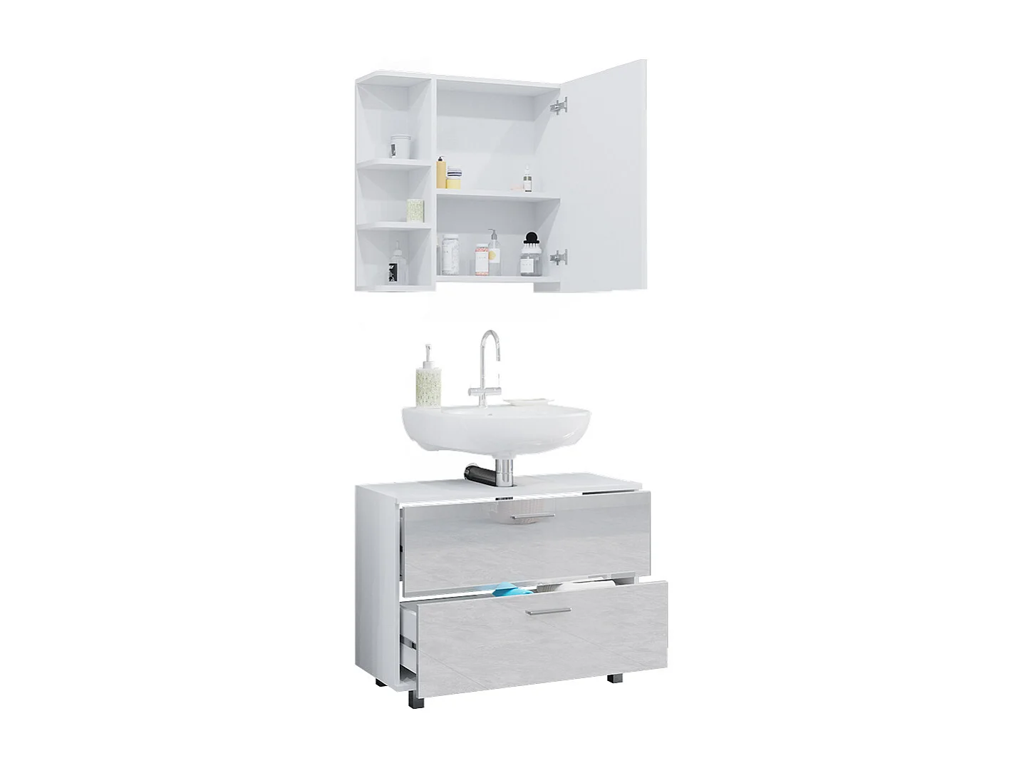 Set di mobili da bagno bianco lucido 80.2x33x60.8 ilias