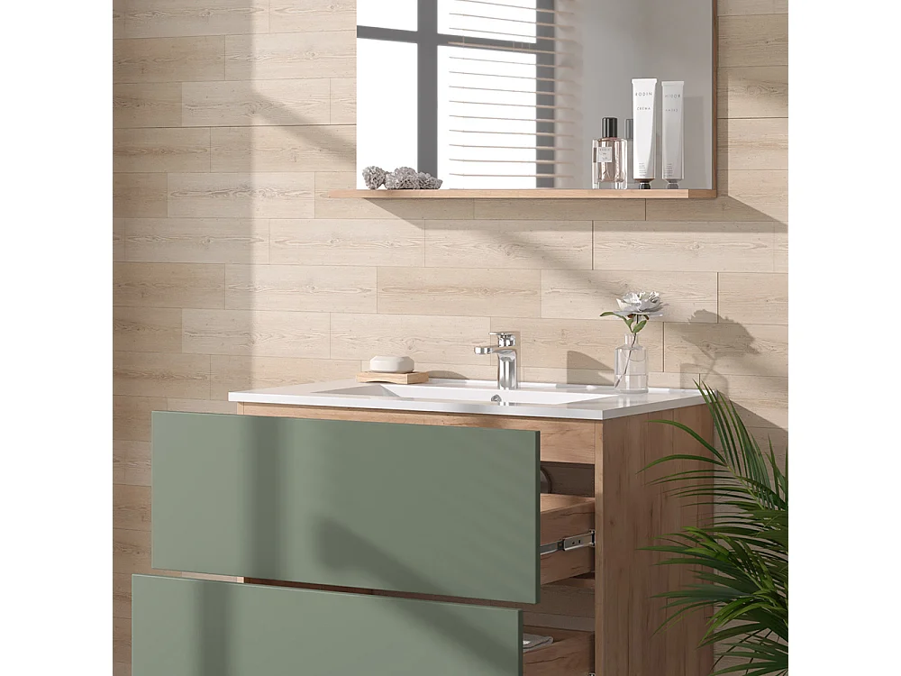 Set di mobili da bagno goldkraft rovere/verde 80x46x59.3 izan