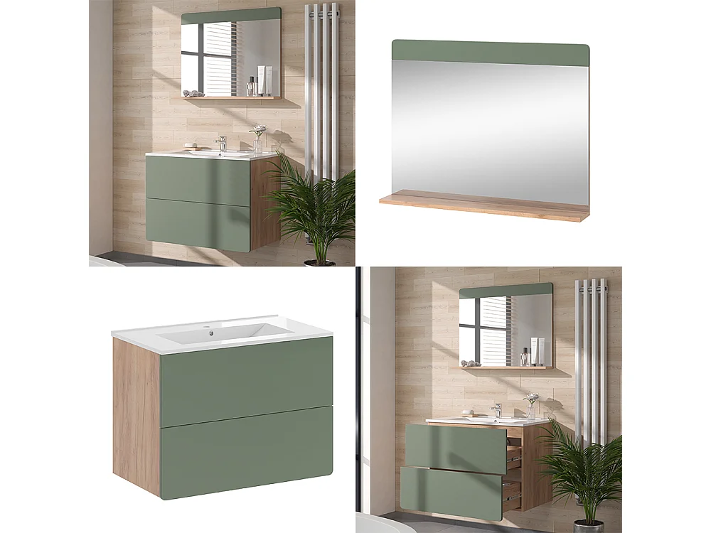 Set di mobili da bagno goldkraft rovere/verde 80x46x59.3 izan