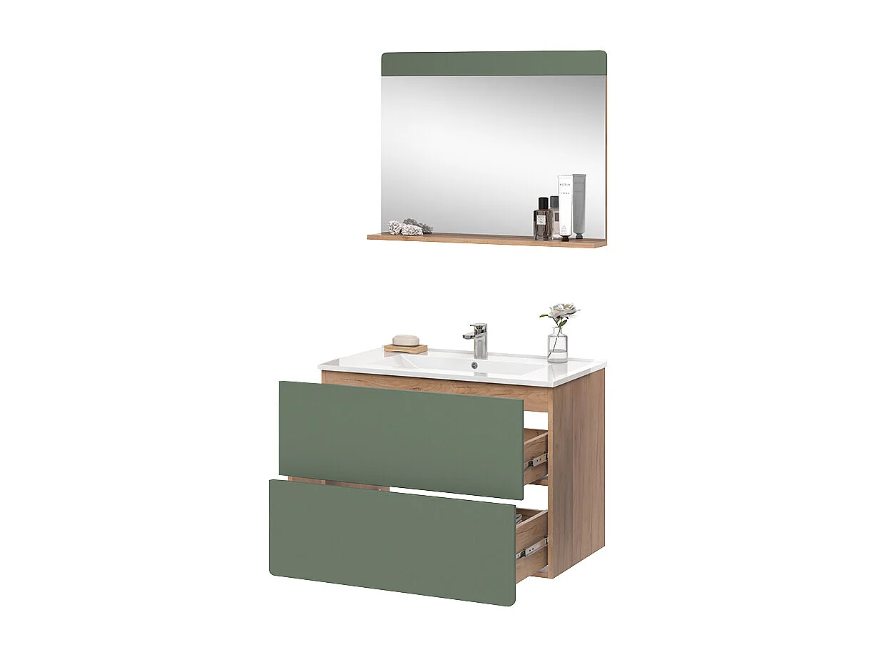 Meubles bain force dor chêne/vert 80x46x59.3 izan