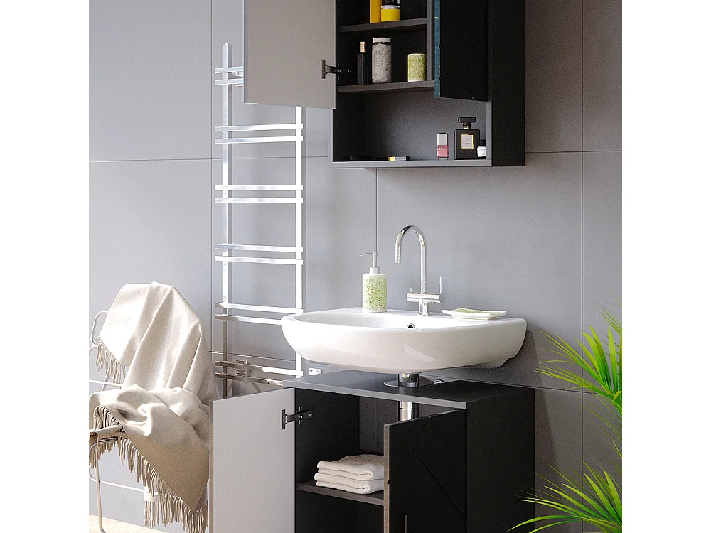 Badmöbel-Set anthrazit hochglanz 80x41x58.6 irma