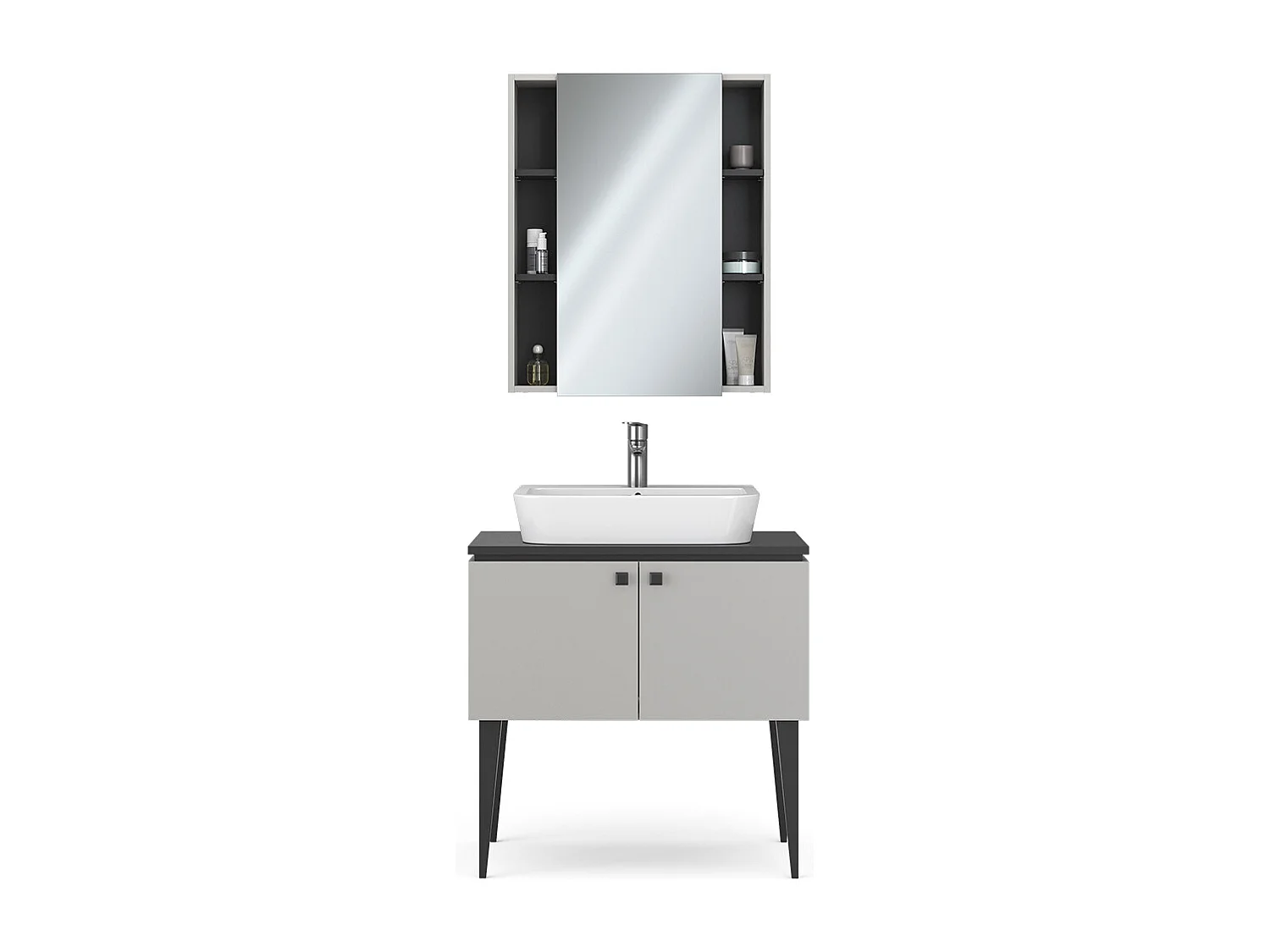 Conjunto de muebles de baño gris 80x20x79 gerta