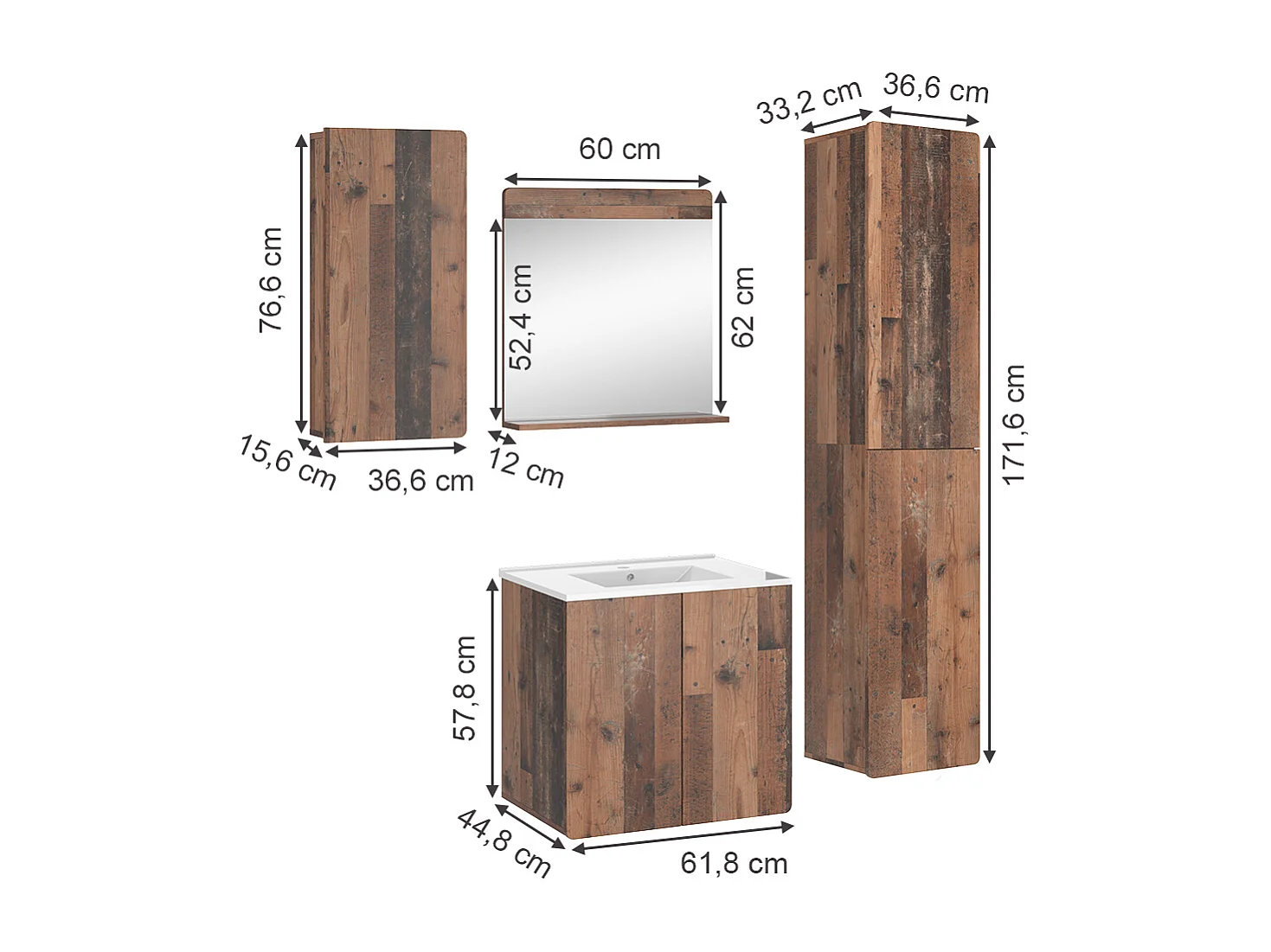 Meubles bain oldstyle 61.8x44.8x57.8 izan