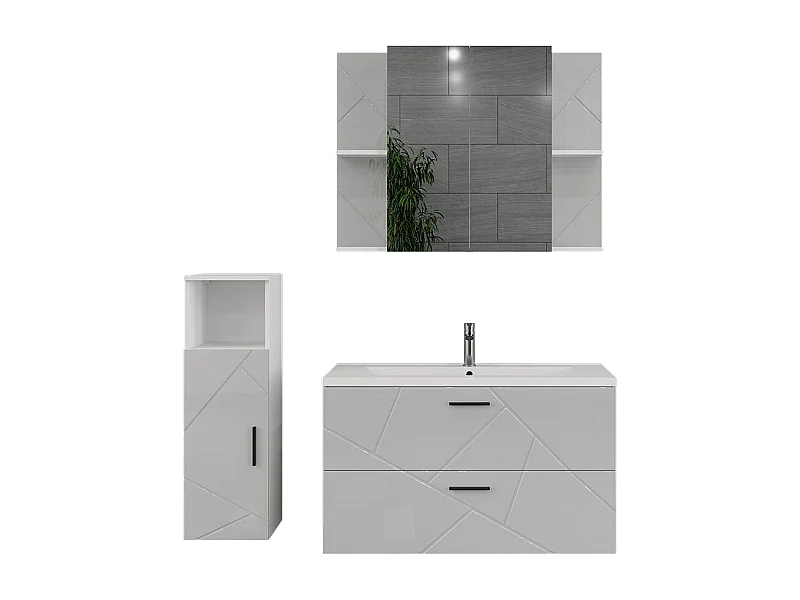 Ensemble de meubles de salle de bains blanc/blanc brillant 100x46x57 irma
