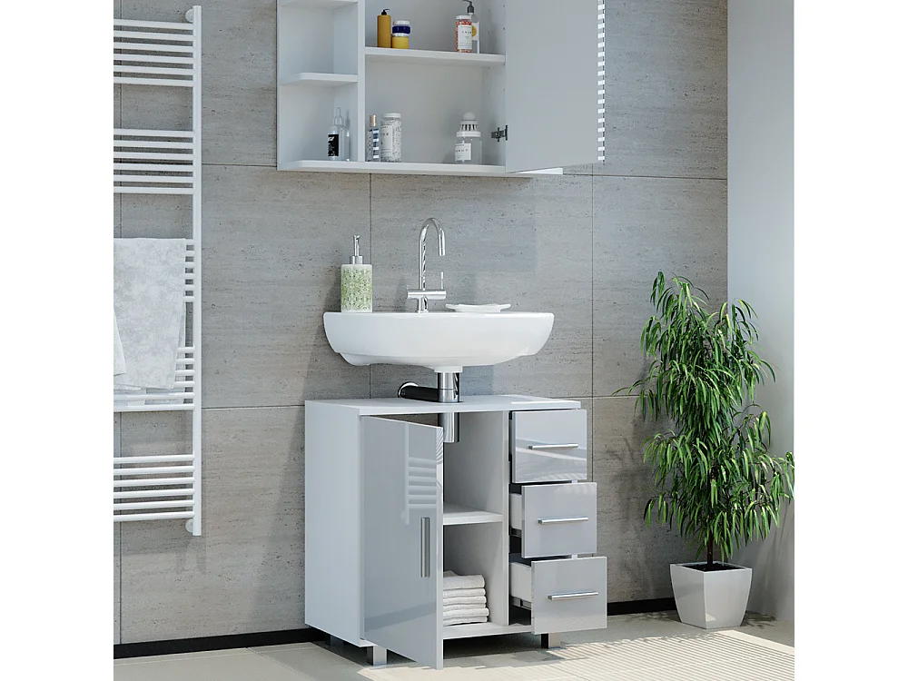 Set mobili bagno bianco lucido 60x33x60.8 ilias