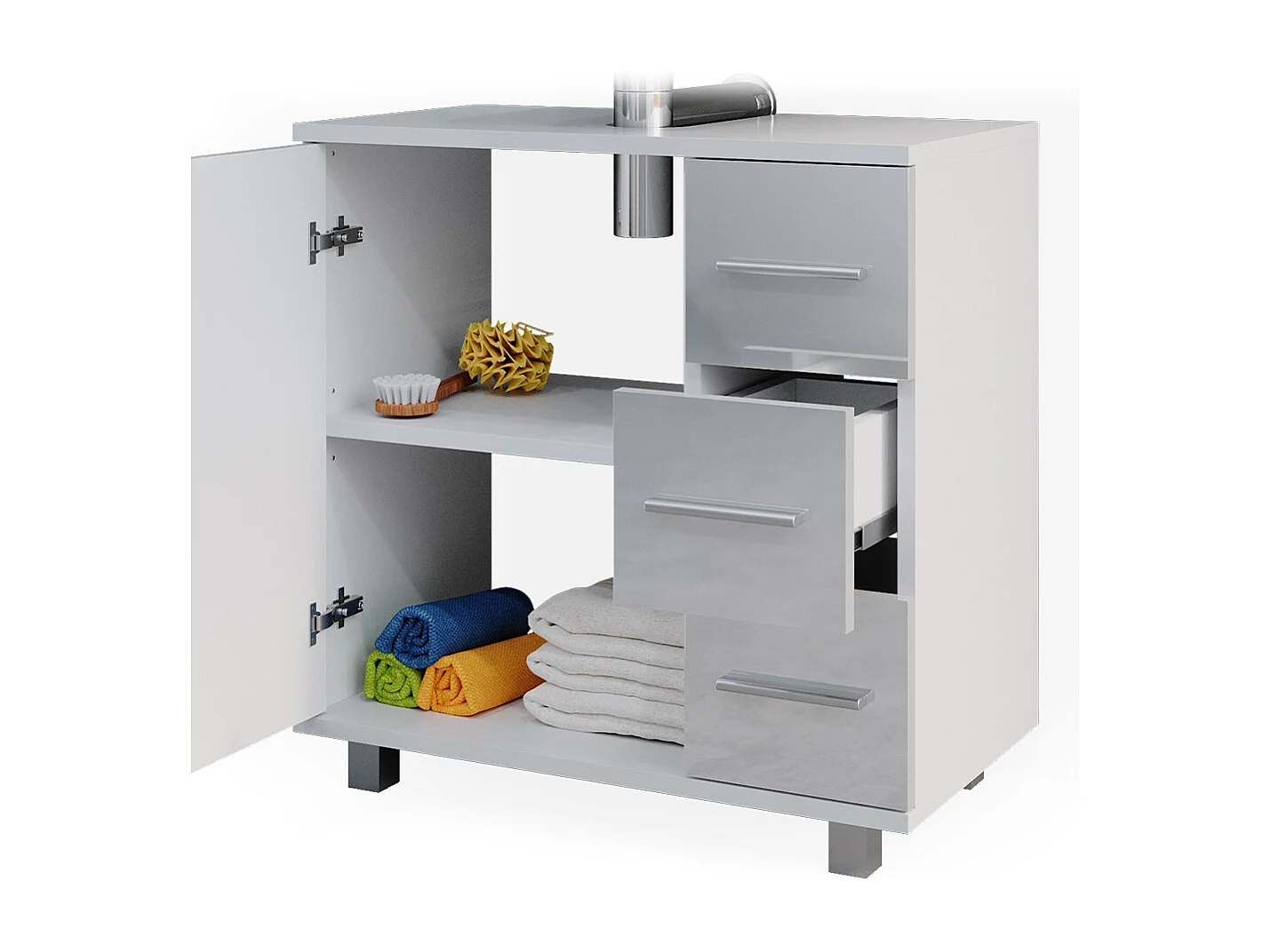 Set mobili bagno bianco lucido 60x33x60.8 ilias