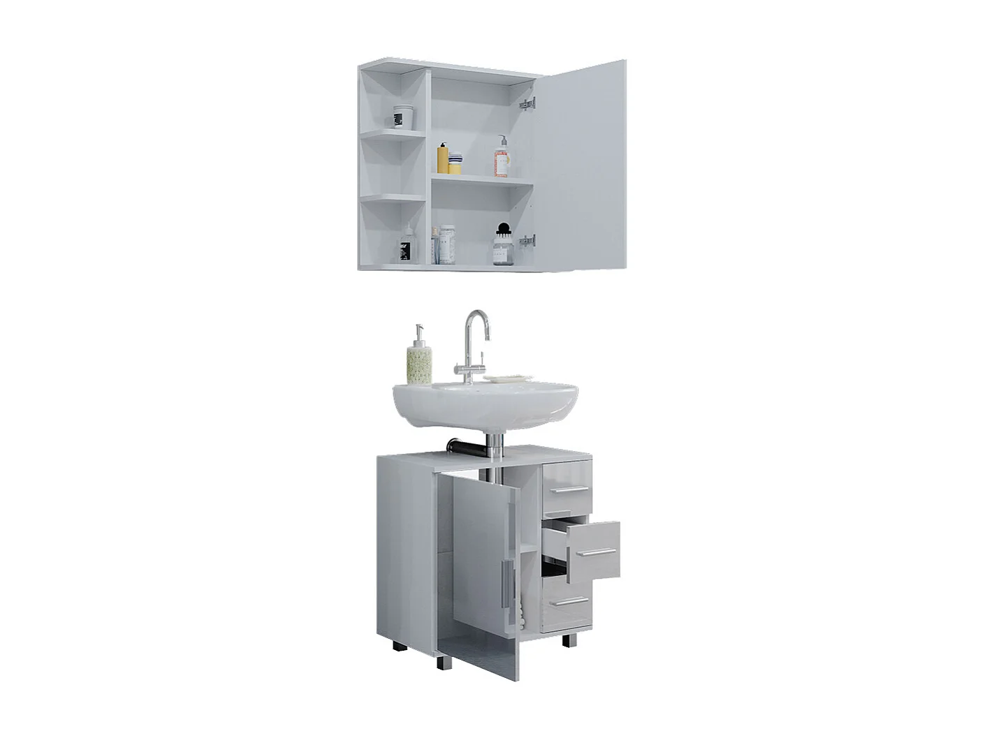 Set mobili bagno bianco lucido 60x33x60.8 ilias