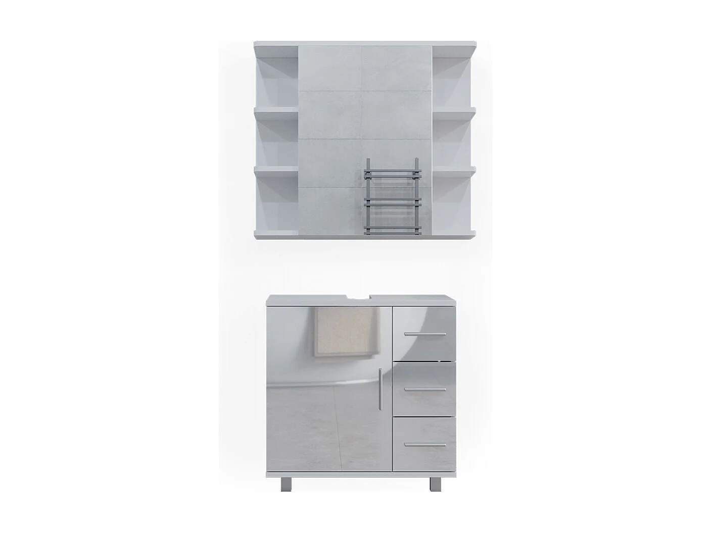 Meubles bain blanc haute brillance 60x33x60.8 ilias