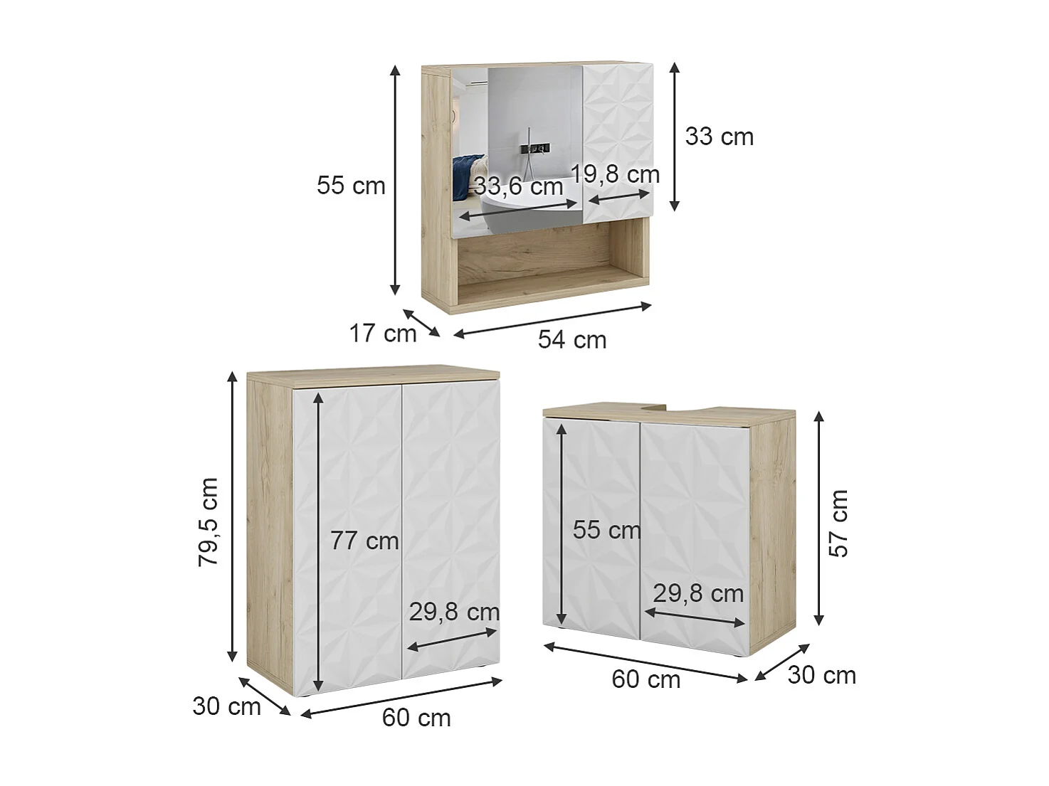 Meubles bain blanc 60x30x79 edge