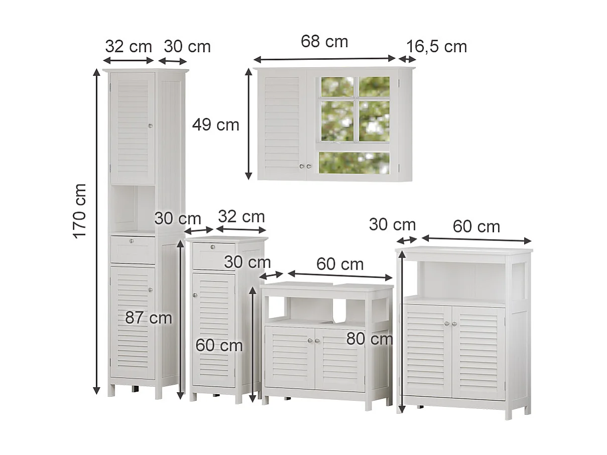 Badrumsmöbelset vit 60x30x60 riad