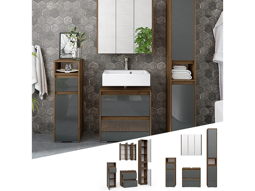 Set mobili bagno antracite 60x30x62 majest
