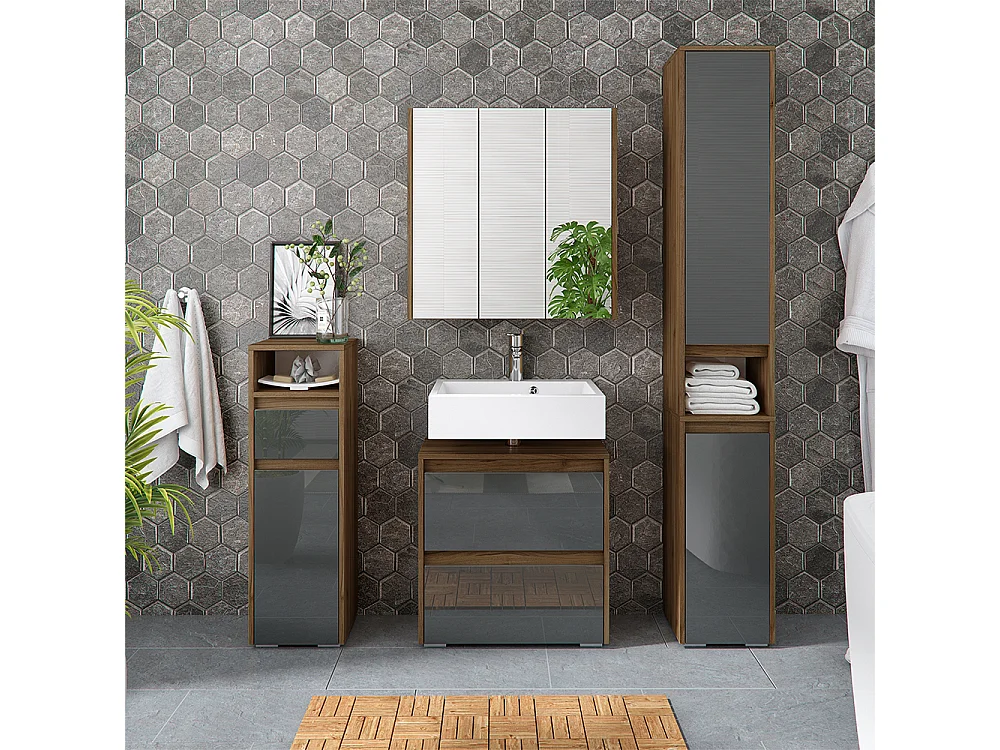Set mobili bagno antracite 60x30x62 majest