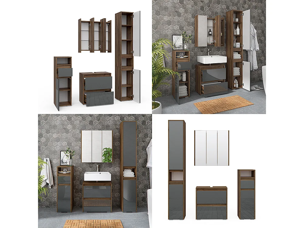 Set mobili bagno antracite 60x30x62 majest