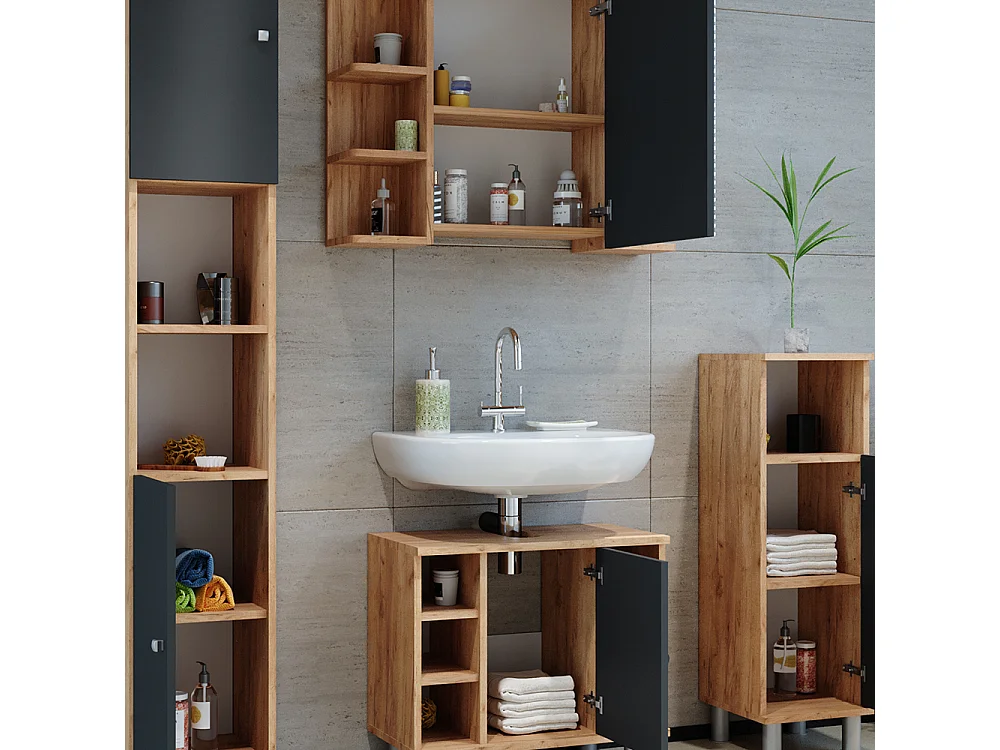 Set mobili bagno rovere 60x32x54 fynn