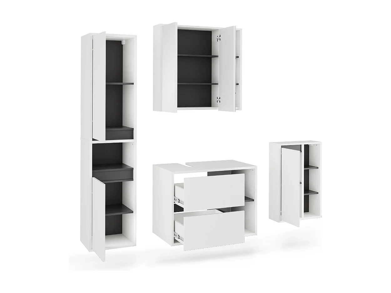 Badmöbel-Set weiß/grau 80x46x60 viola