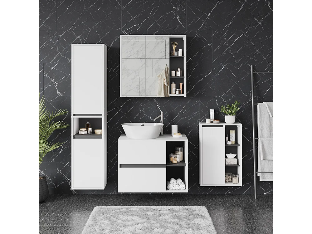 Badmöbel-Set weiß/grau 80x46x60 viola