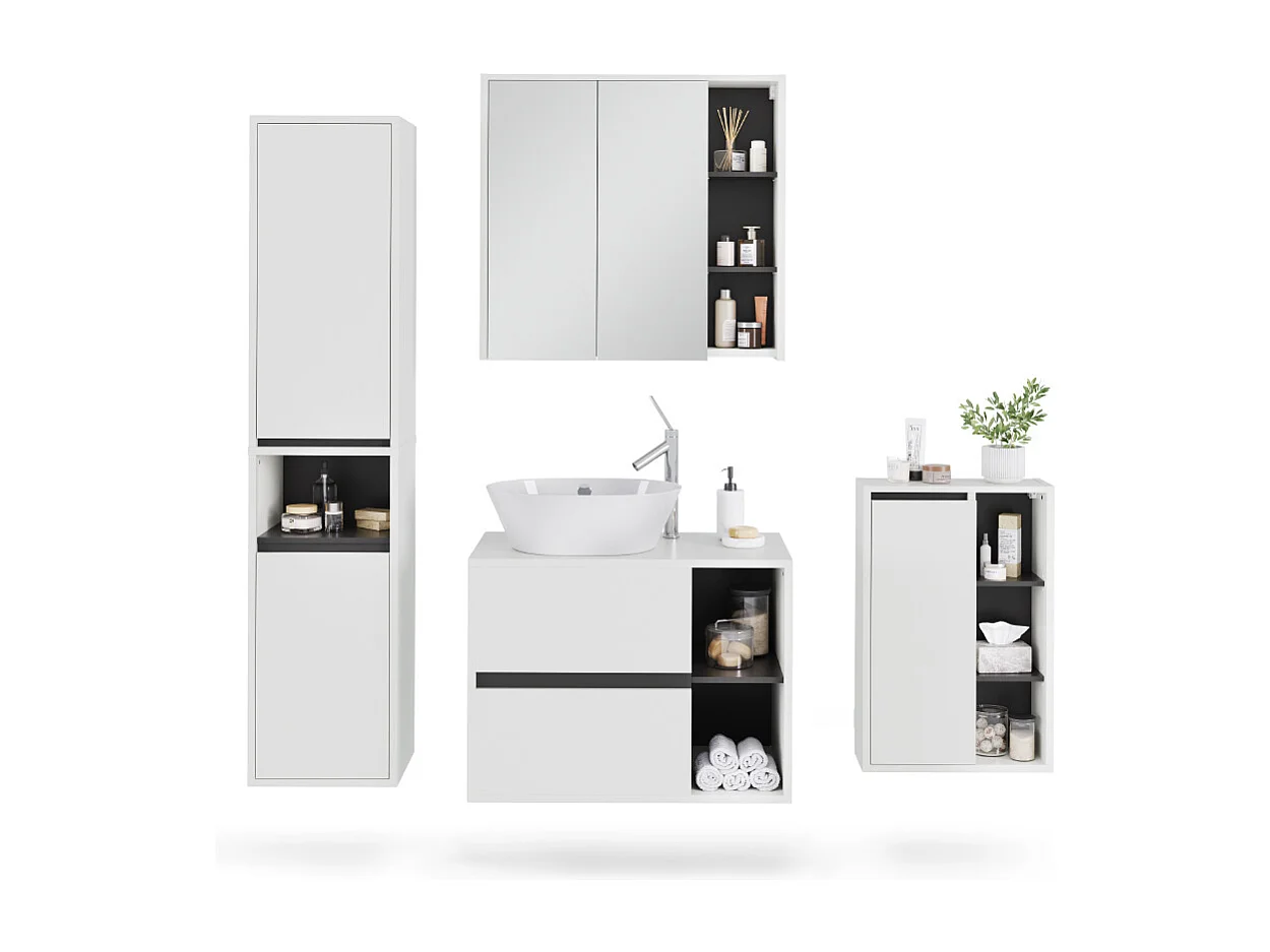 Badmöbel-Set weiß/grau 80x46x60 viola