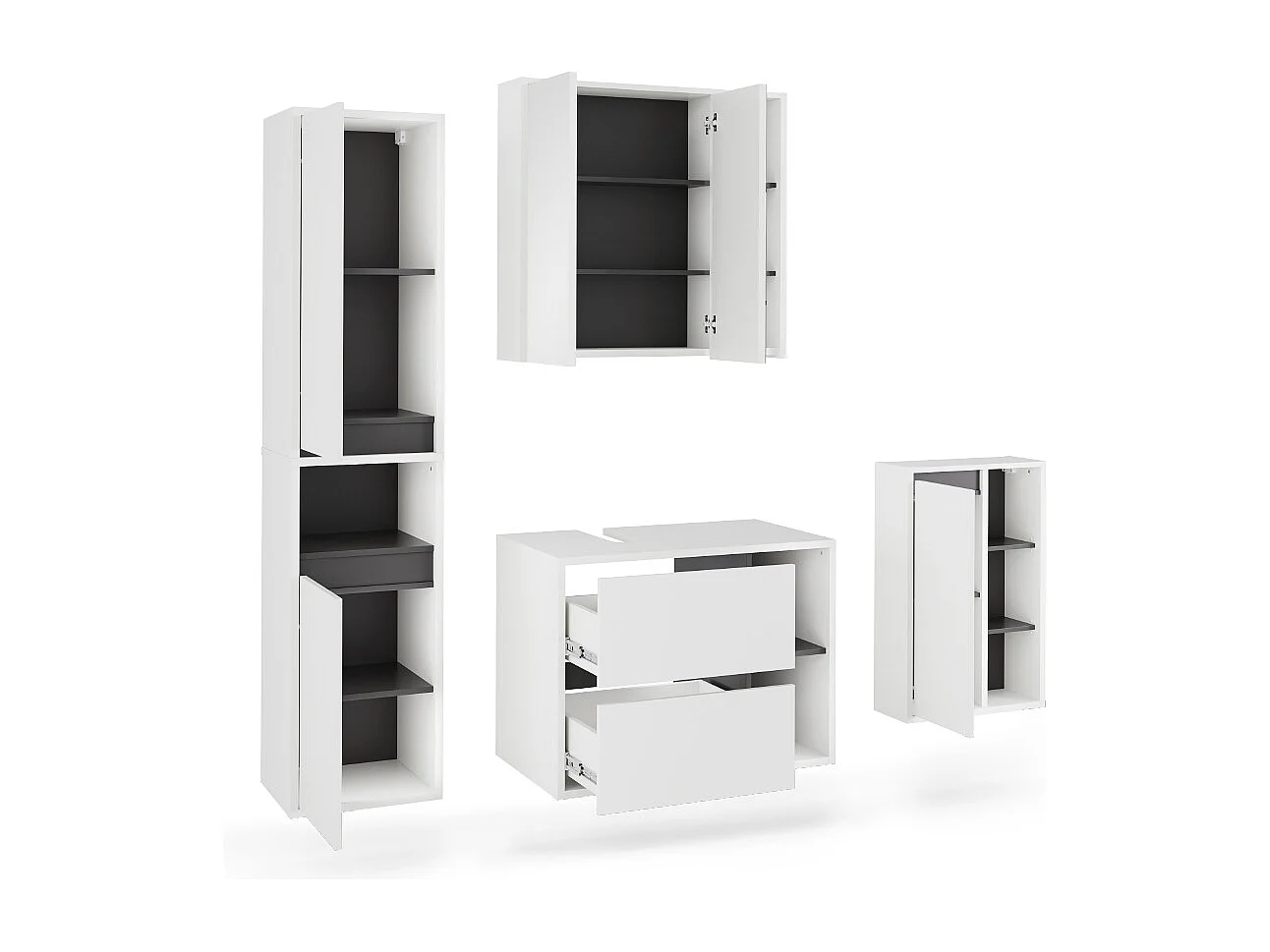 Badmöbel-Set weiß/grau 80x46x60 viola