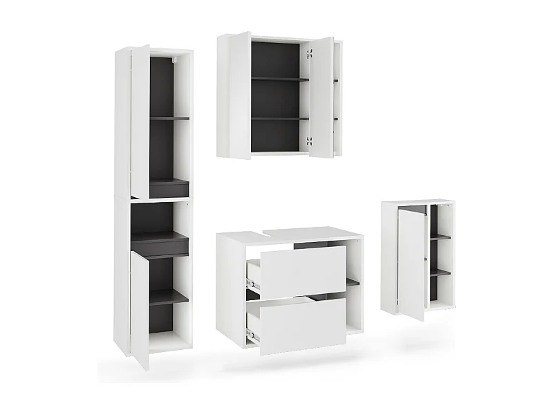 Badmöbel-Set weiß/grau 80x46x60 viola