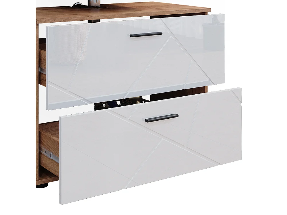 Conjunto de muebles de baño blanco brillo intenso/roble dorado 80x41x58.6 irma