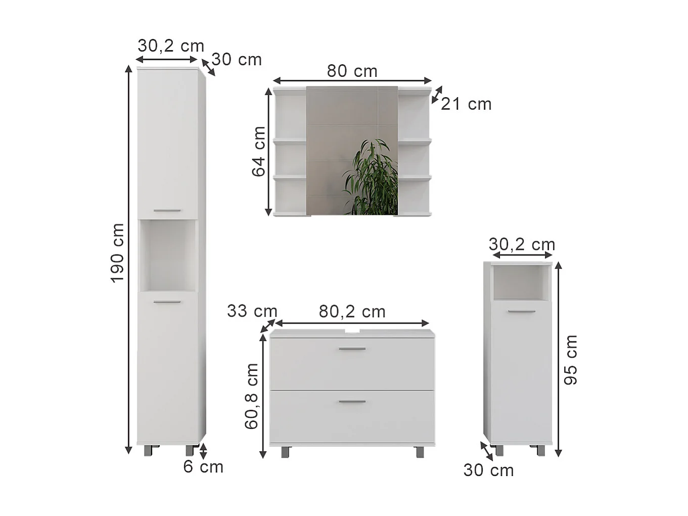 Meubles bain blanc 80.2x33x60.8 ilias