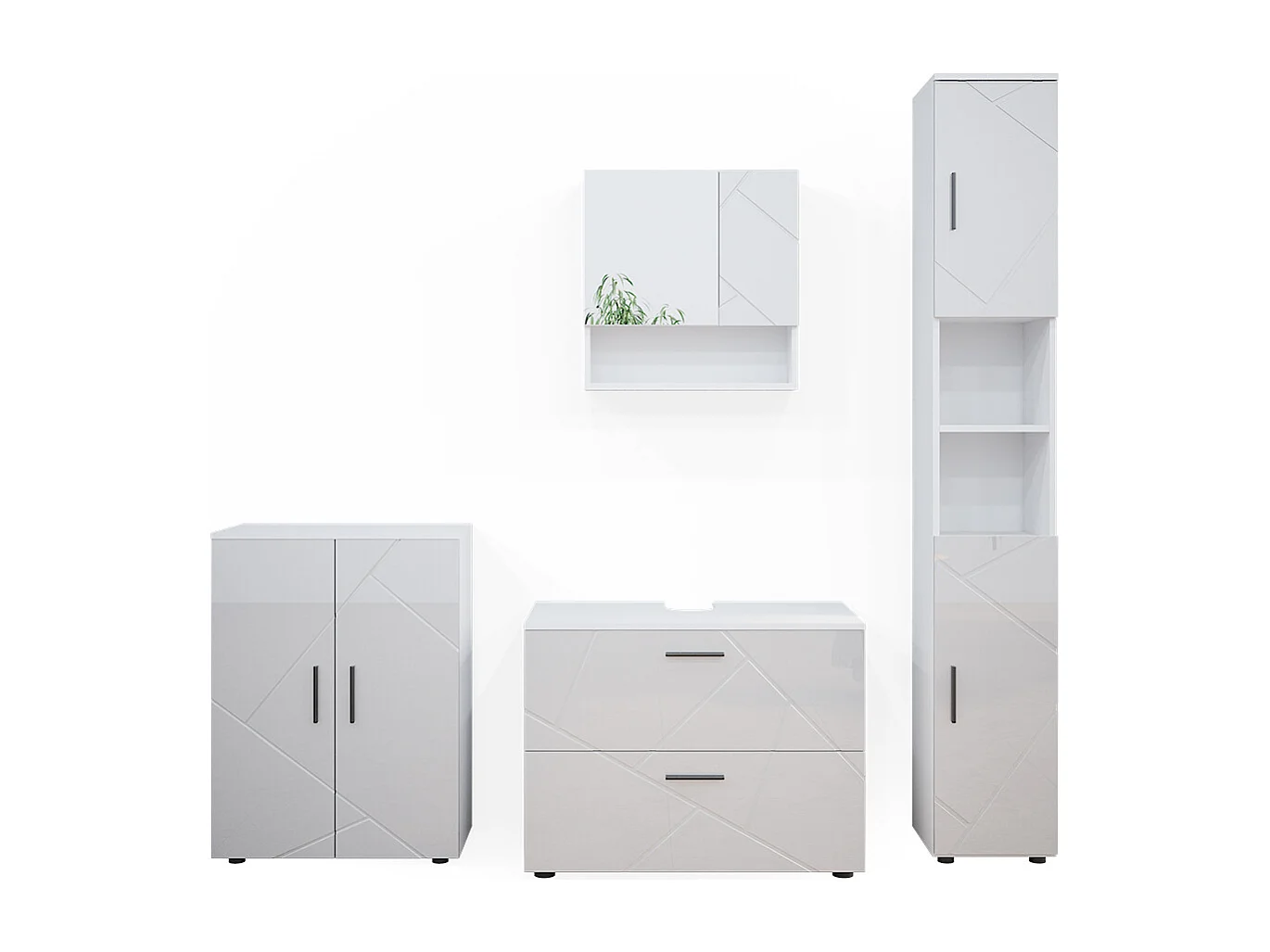 Meubles bain blanc haute brillance 80x41x58 irma