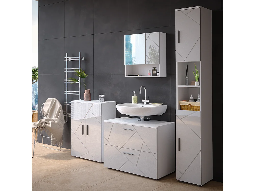 Meubles bain blanc haute brillance 80x41x58 irma