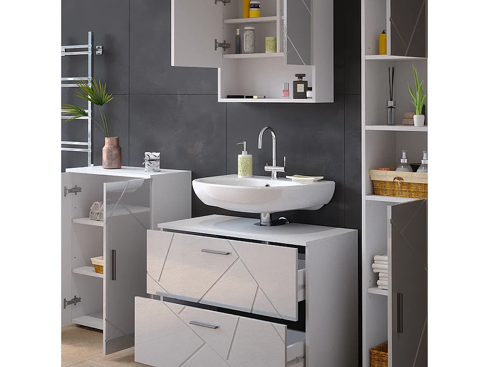 Meubles bain blanc haute brillance 80x41x58 irma