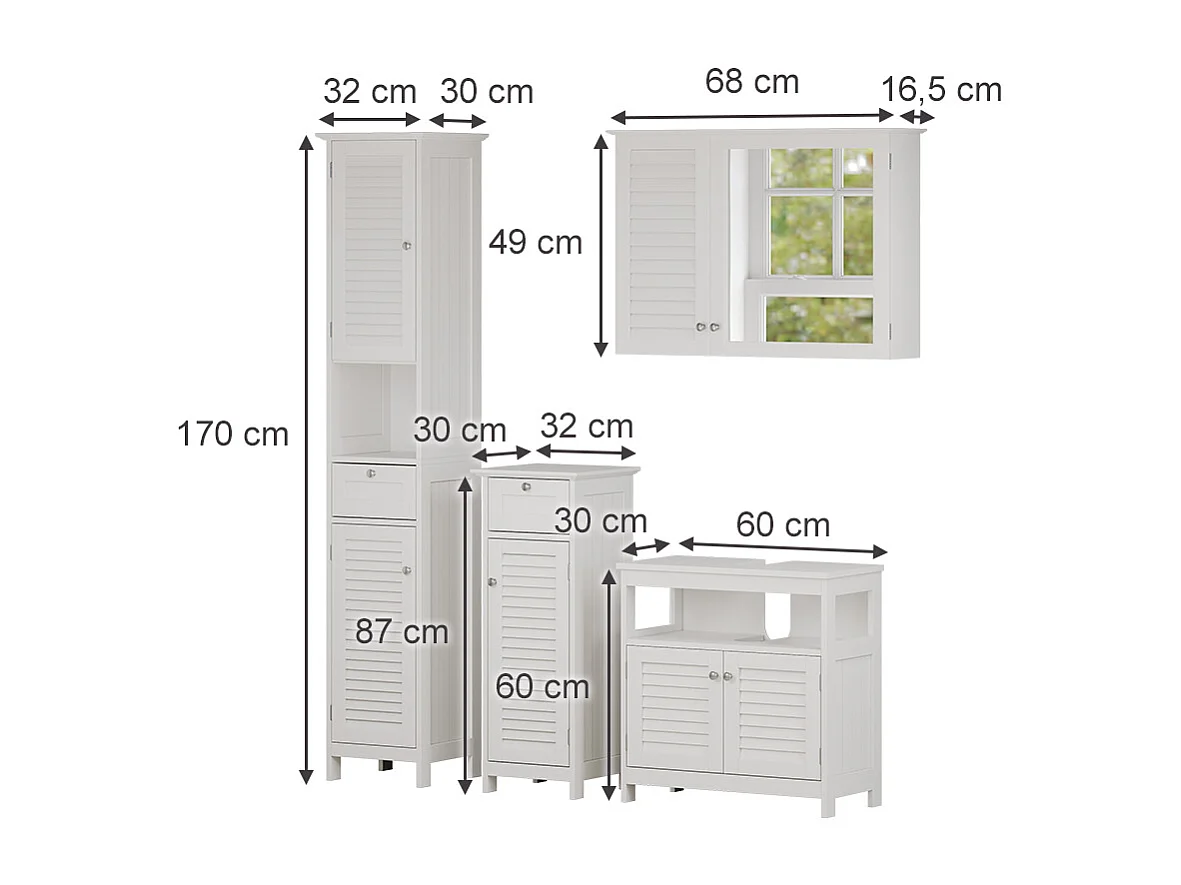 Meubles bain blanc 60x30x60 riad
