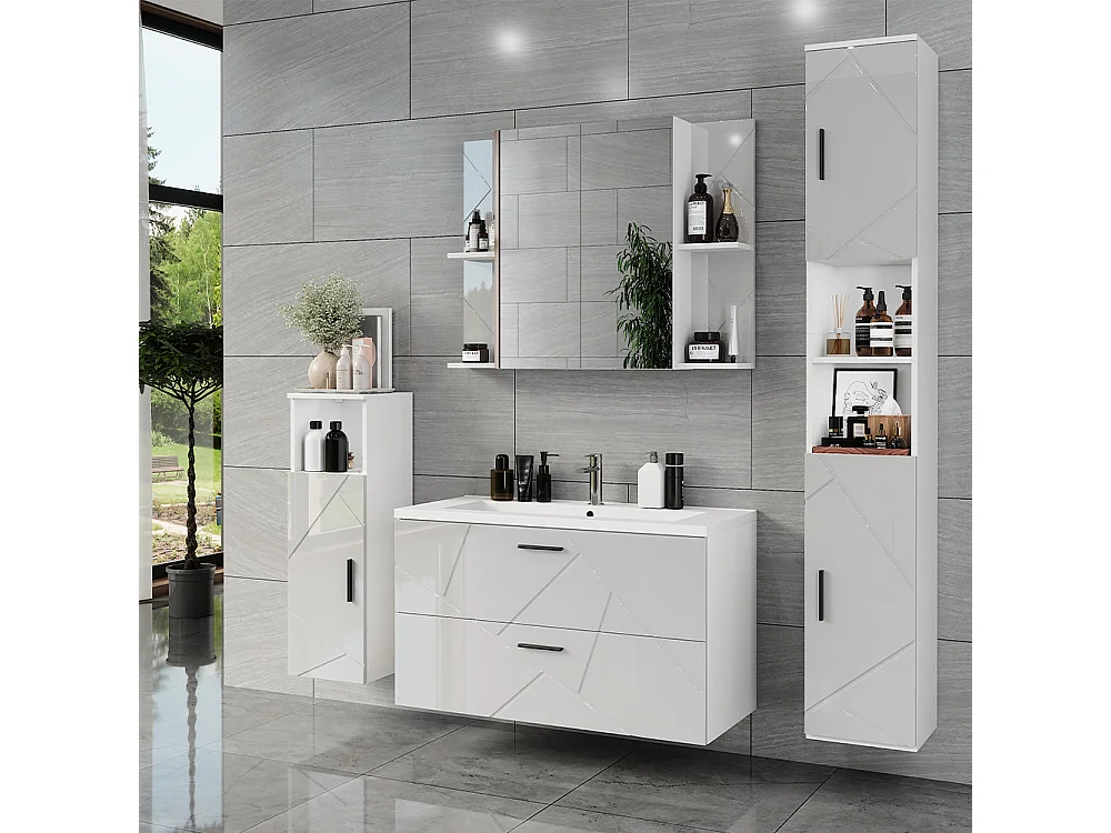 Ensemble de meubles de salle de bain blanc/blanc brillant 100x44.6x57 irma