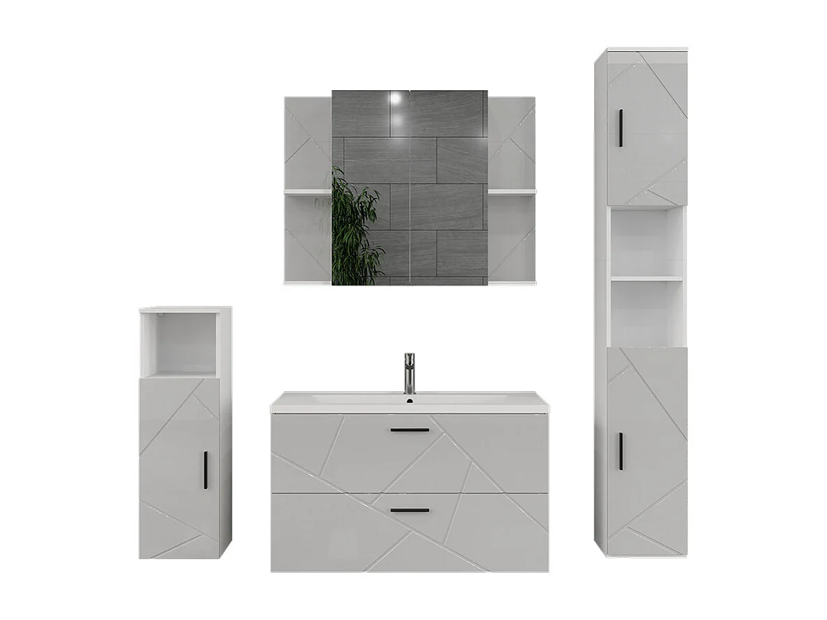 Ensemble de meubles de salle de bain blanc/blanc brillant 100x44.6x57 irma