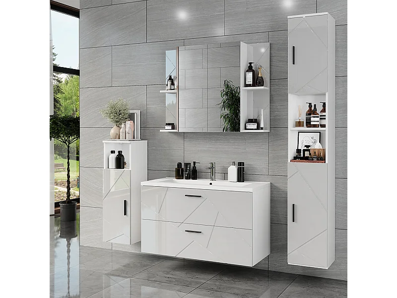 Ensemble de meubles de salle de bain blanc/blanc brillant 100x44.6x57 irma
