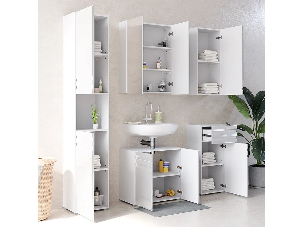 Conjunto de muebles de baño blanco alto brillo 56x34x60 fredd