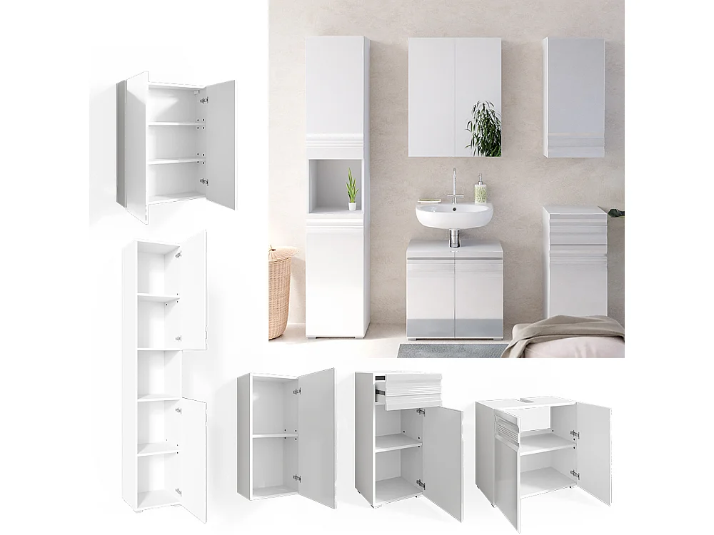 Meubles bain blanc haute brillance 56x34x60 fredd