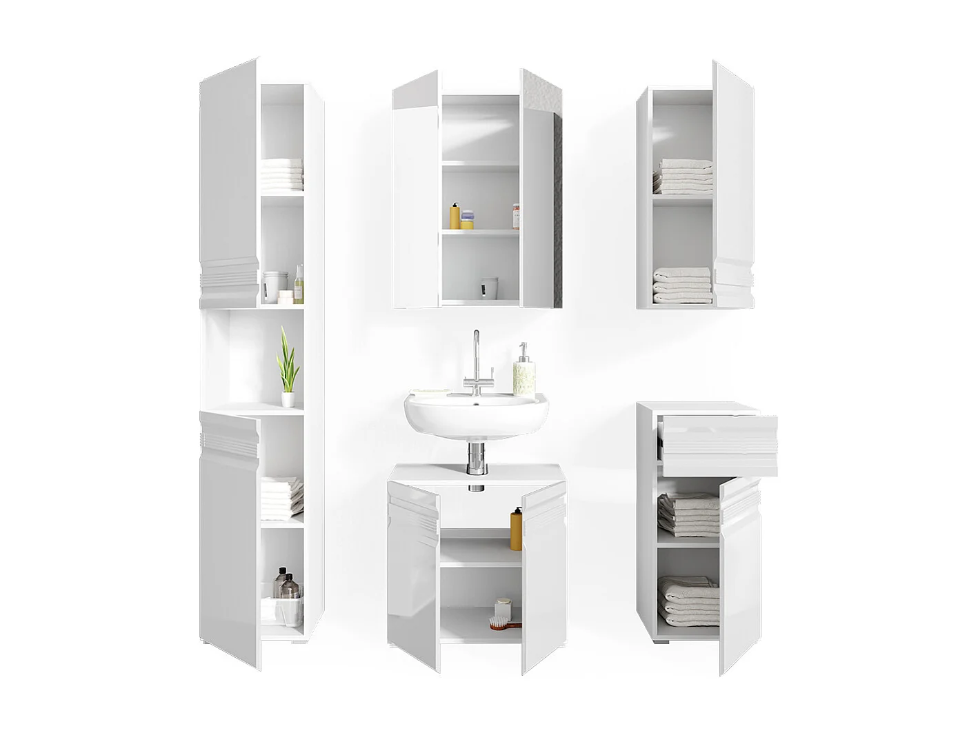 Meubles bain blanc haute brillance 56x34x60 fredd