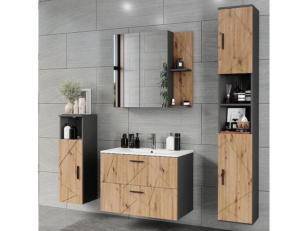 Set di mobili da bagno antracite/artisan 80x44.6x57 irma