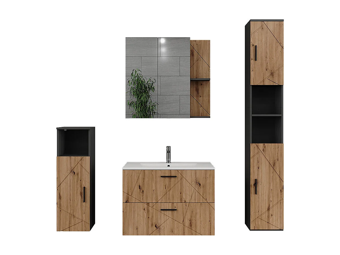 Set di mobili da bagno antracite/artisan 80x44.6x57 irma